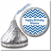 Chevron Blue - Hershey Kiss Birthday Party Sticker Labels