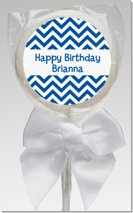 Chevron Blue - Personalized Birthday Party Lollipop Favors