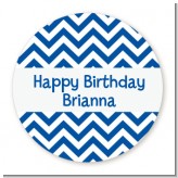 Chevron Blue - Round Personalized Birthday Party Sticker Labels