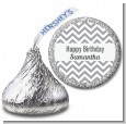 Chevron Gray - Hershey Kiss Birthday Party Sticker Labels thumbnail