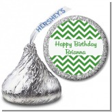 Chevron Green - Hershey Kiss Birthday Party Sticker Labels