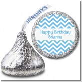 Chevron Light Blue - Hershey Kiss Birthday Party Sticker Labels