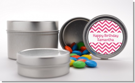 Chevron Pink - Custom Birthday Party Favor Tins