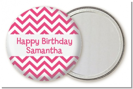Chevron Pink - Personalized Birthday Party Pocket Mirror Favors