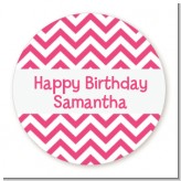 Chevron Pink - Round Personalized Birthday Party Sticker Labels