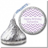 Chevron Purple - Hershey Kiss Birthday Party Sticker Labels