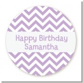 Chevron Purple - Round Personalized Birthday Party Sticker Labels