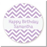 Chevron Purple - Round Personalized Birthday Party Sticker Labels