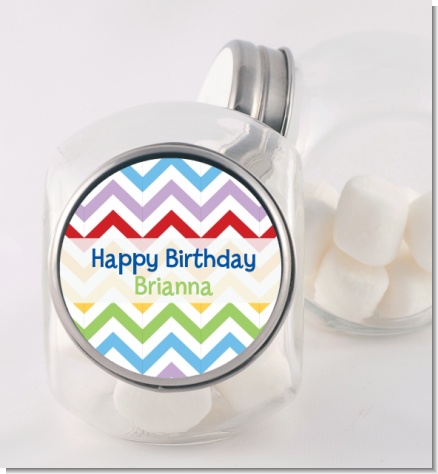 Chevron Rainbow - Personalized Birthday Party Candy Jar