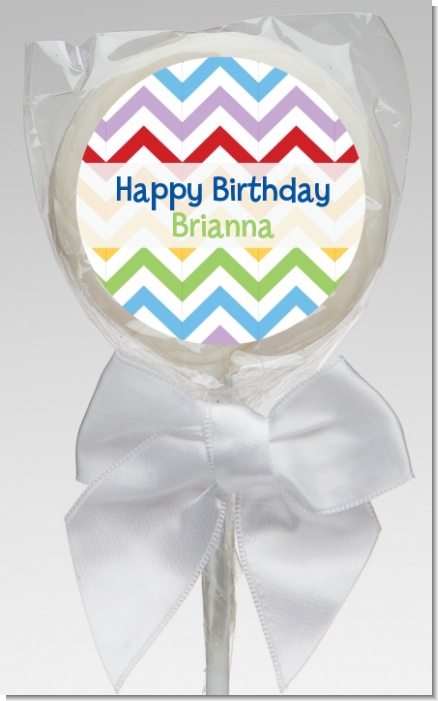 Chevron Rainbow - Personalized Birthday Party Lollipop Favors