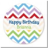 Chevron Rainbow - Round Personalized Birthday Party Sticker Labels