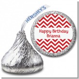 Chevron Red - Hershey Kiss Birthday Party Sticker Labels