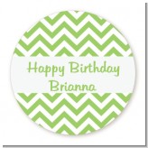 Chevron Sage Green - Round Personalized Birthday Party Sticker Labels