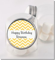 Chevron Yellow - Personalized Birthday Party Candy Jar