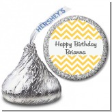 Chevron Yellow - Hershey Kiss Birthday Party Sticker Labels