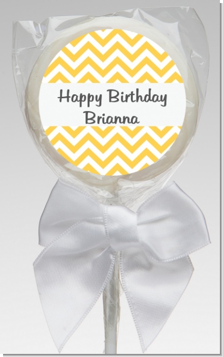 Chevron Yellow - Personalized Birthday Party Lollipop Favors