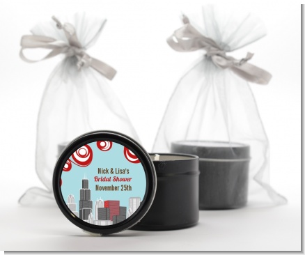 Chicago Skyline - Bridal Shower Black Candle Tin Favors