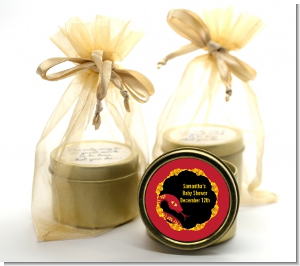 Chinese New Year Snake - Baby Shower Gold Tin Candle Favors