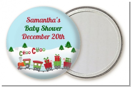Choo Choo Train Christmas Wonderland - Personalized Baby Shower Pocket Mirror Favors