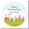 Choo Choo Train - Round Personalized Birthday Party Sticker Labels thumbnail