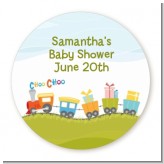 Choo Choo Train - Round Personalized Baby Shower Sticker Labels