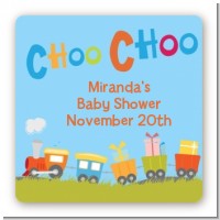 Choo Choo Train - Square Personalized Baby Shower Sticker Labels
