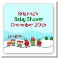 Choo Choo Train Christmas Wonderland - Square Personalized Baby Shower Sticker Labels thumbnail
