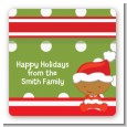 Christmas Baby African American - Square Personalized Baby Shower Sticker Labels thumbnail