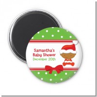Christmas Baby African American - Personalized Baby Shower Magnet Favors