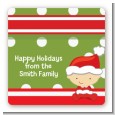 Christmas Baby Caucasian - Square Personalized Baby Shower Sticker Labels thumbnail