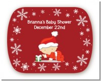 Christmas Baby Snowflakes - Personalized Baby Shower Rounded Corner Stickers