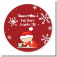 Christmas Baby Snowflakes - Round Personalized Baby Shower Sticker Labels thumbnail