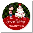 Christmas Boy - Round Personalized Christmas Sticker Labels thumbnail