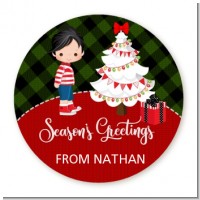 Christmas Boy - Round Personalized Christmas Sticker Labels