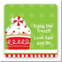 Christmas Cupcake - Square Personalized Christmas Sticker Labels