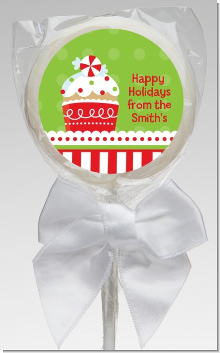 Christmas Cupcake - Personalized Christmas Lollipop Favors
