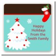 Christmas Tree and Stocking - Square Personalized Christmas Sticker Labels thumbnail