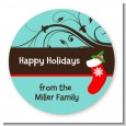 Christmas Tree and Stocking - Round Personalized Christmas Sticker Labels thumbnail