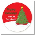 Christmas Tree - Round Personalized Christmas Sticker Labels thumbnail