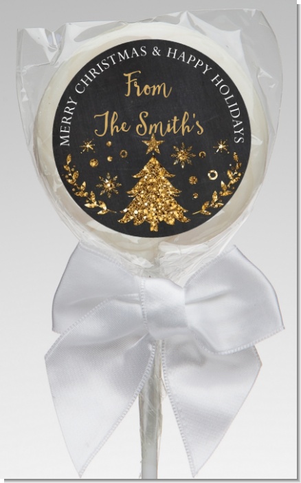 Christmas Tree Gold Glitter - Personalized Christmas Lollipop Favors