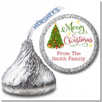 Christmas Tree Watercolor - Hershey Kiss Christmas Sticker Labels