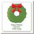Christmas Wreath - Square Personalized Christmas Sticker Labels thumbnail