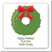 Christmas Wreath - Square Personalized Christmas Sticker Labels