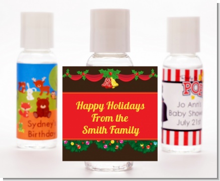 Christmas Wreath and Bells - Personalized Christmas Hand Sanitizers Favors