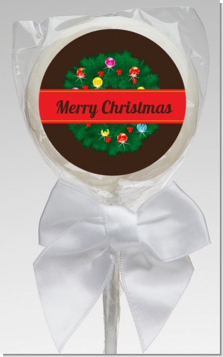Christmas Wreath and Bells - Personalized Christmas Lollipop Favors
