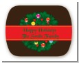 Christmas Wreath and Bells - Personalized Christmas Rounded Corner Stickers thumbnail