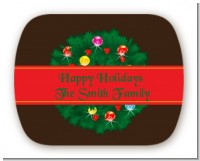 Christmas Wreath and Bells - Personalized Christmas Rounded Corner Stickers