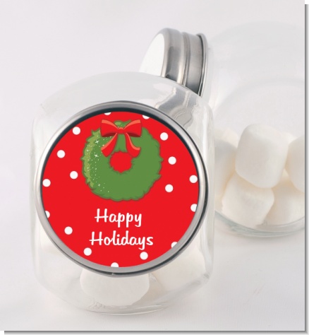 Christmas Wreath - Personalized Christmas Candy Jar