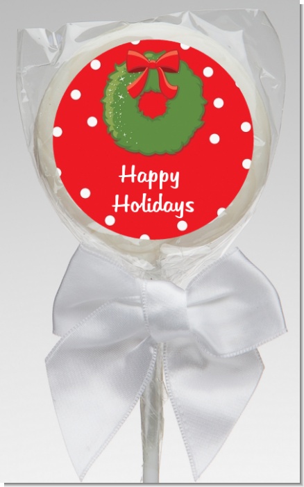 Christmas Wreath - Personalized Christmas Lollipop Favors