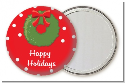 Christmas Wreath - Personalized Christmas Pocket Mirror Favors